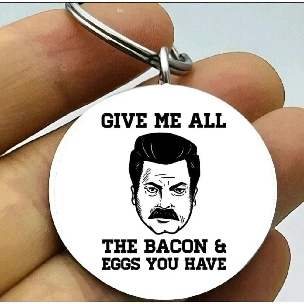 Tv Show Ron Park And Recreation Funny Food Joke Quote Hot Keychain